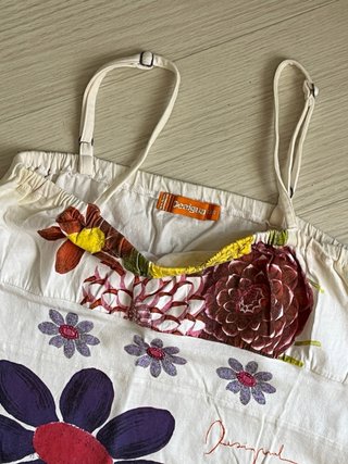 Vestido Desigual Blanco con Flores Multicolor