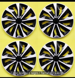 Tapacubos Auto Nero Bianco (4pz)