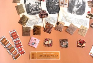Kit scrapbooking literario 30 piezas vintage