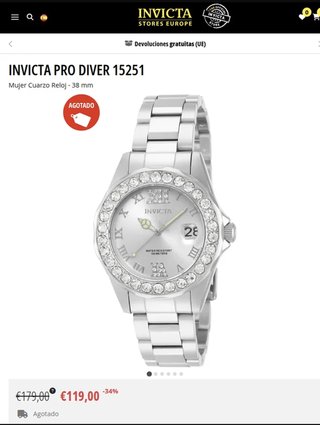 Reloj Invicta Pro Diver 15251 Acero y Cristales