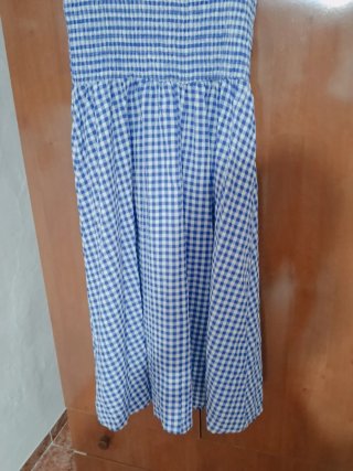 Vestido cuadros azul y blanco