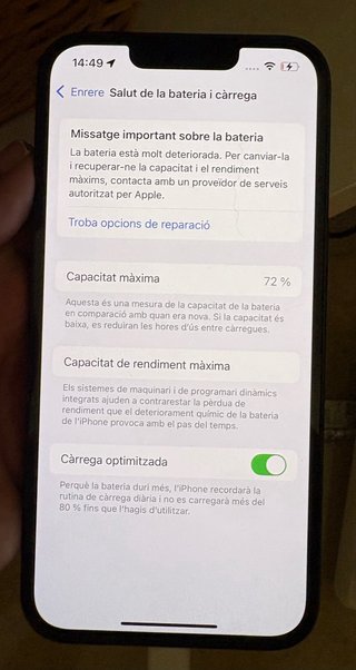 iPhone 13 Negro 128GB 72% estado bateria
