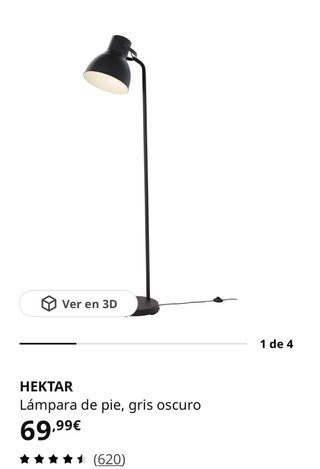 Lámpara de pie HEKTAR IKEA gris metal