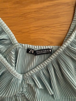Top Zara azul cielo volantes talla S