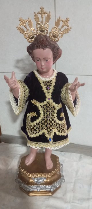 Traje de Niño Jesús Morado y Dorado