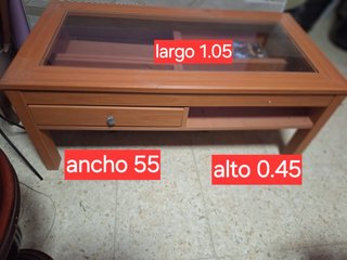Mesa de centro madera y cristal 105x55x45