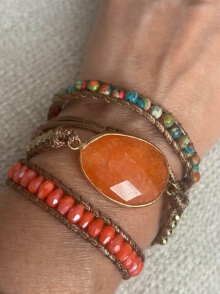 Pulsera envolvente piedra natural naranja