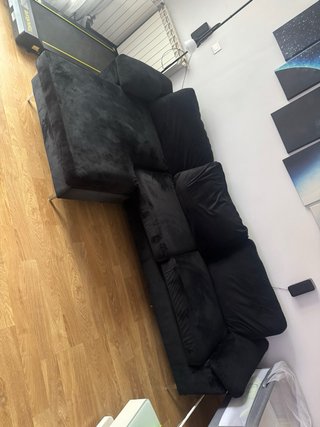 Sofá Chaise Longue Negro Terciopelo