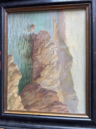 Óleo sobre tabla: Paisaje Mallorquín Costa Mar