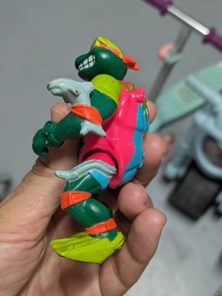Figura d'azione Tartarughe Ninja, personaggio Mike Sewer Surfer del 1990