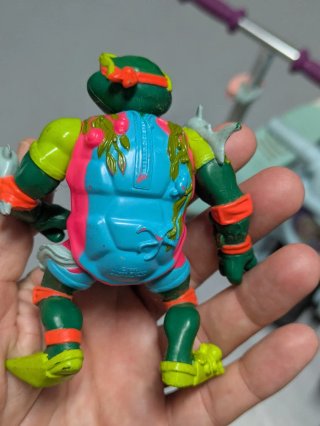 Figura d'azione Tartarughe Ninja, personaggio Mike Sewer Surfer del 1990
