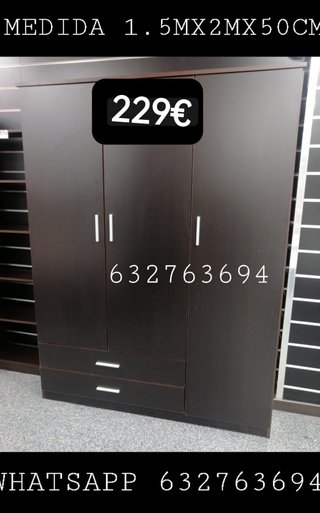 Armario madera 1.5m x 2m x 50cm