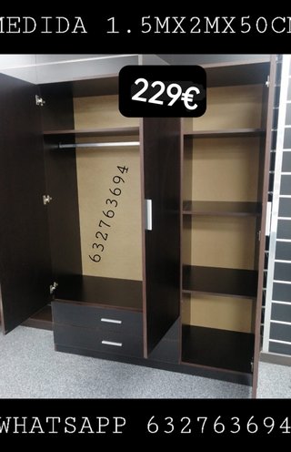 Armario madera 1.5m x 2m x 50cm