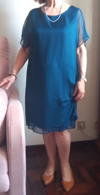 Vestido Vila fiesta azul cobalto talla M