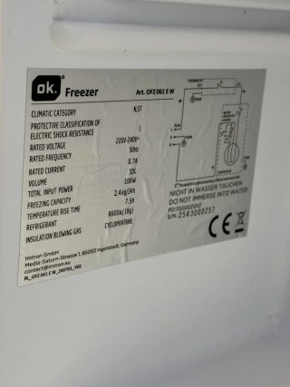 Congelador OK 93L, como nuevo.