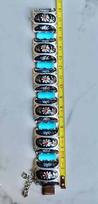 Pulsera Damasquinada Plata Toledo Flores