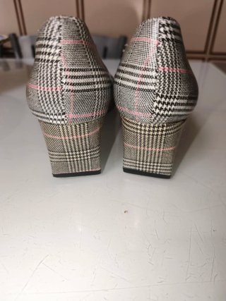 Zara Zapatos Tacón Plano Cuadros Talla 37