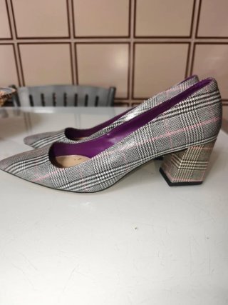 Zara Zapatos Tacón Plano Cuadros Talla 37