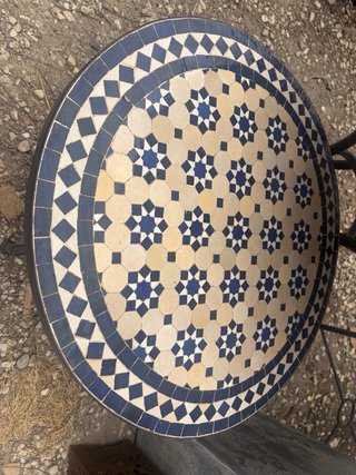 Mesa mosaico cerámica azul 60 cm