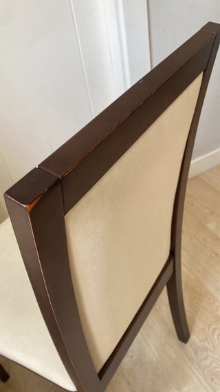 Juego de 4 sillas de comedor beige y madera