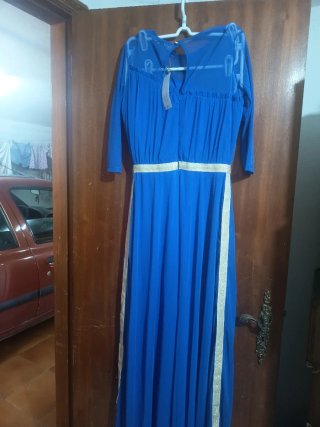 MM Fashion Macacão Azul Dourado Novo com etiqueta