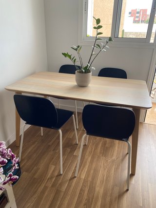 Mesa LISABO madera + 4 sillas IKEA
