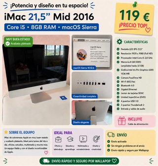 Ordenador Apple iMac i5 8GB RAM CHOLLAZO FINAL