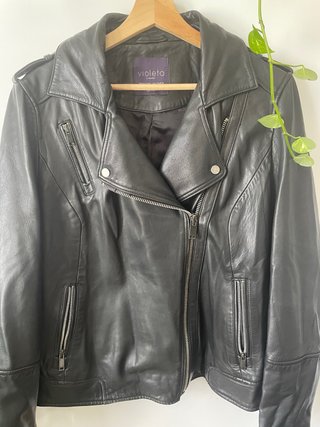 Chaqueta de cuero Violeta Negra