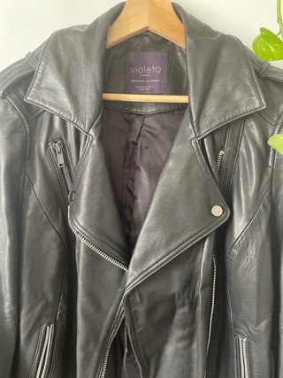 Chaqueta de cuero Violeta Negra