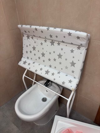 Bañera cambiador bebé estrellas gris