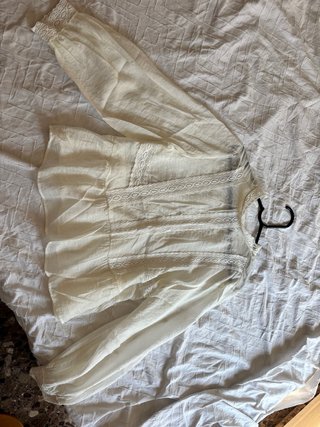 Blusa Zara Blanca Encaje Manga Larga