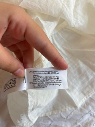 Blusa Zara Blanca Encaje Manga Larga