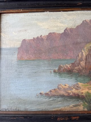 Óleo A. Cardona Costa Mallorquina Tabla