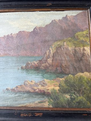 Óleo A. Cardona Costa Mallorquina Tabla