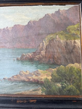 Óleo A. Cardona Costa Mallorquina Tabla