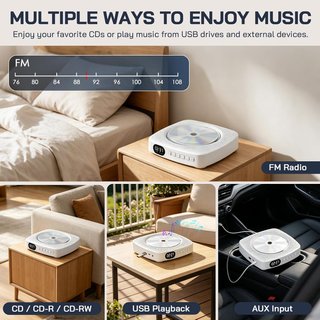 Reproductor CD  con Bluetooth y batería recargable