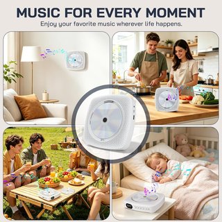 Reproductor CD  con Bluetooth y batería recargable