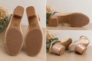 Sandalias Hurlun T.41 Beige Dorado Champán