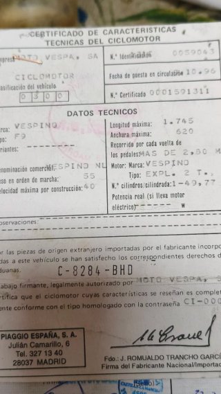 Vespino NL 1996 con papeles e ITV.