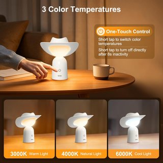 Lámpara nocturna LED 4000mAh con 3 tonos y memoria