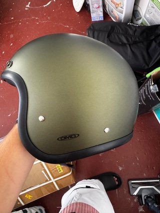 Casco Jet DMD Verde Mate Retro Moto