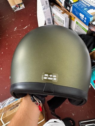 Casco Jet DMD Verde Mate Retro Moto