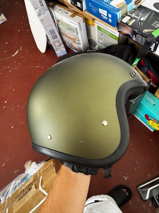 Casco Jet DMD Verde Mate Retro Moto