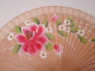 Abanico madera pequeño pintado flores