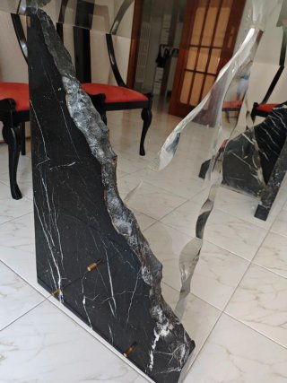 Mesa Comedor Cristal y Mármol Negro