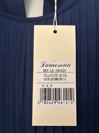 Blusa azul mujer con pedrería y plisados