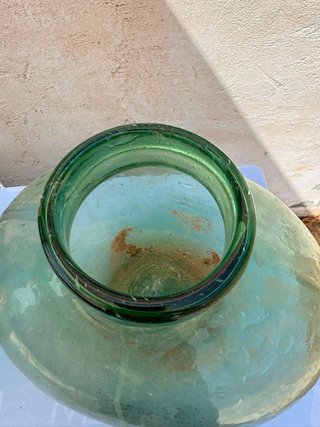 2 Antiche Bottiglie Damajuana Verdi Alte 36 cm