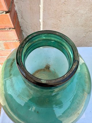 2 Antiche Bottiglie Damajuana Verdi Alte 36 cm