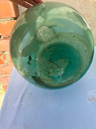 2 Antiche Bottiglie Damajuana Verdi Alte 36 cm