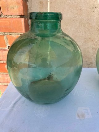 2 Antiche Bottiglie Damajuana Verdi Alte 36 cm